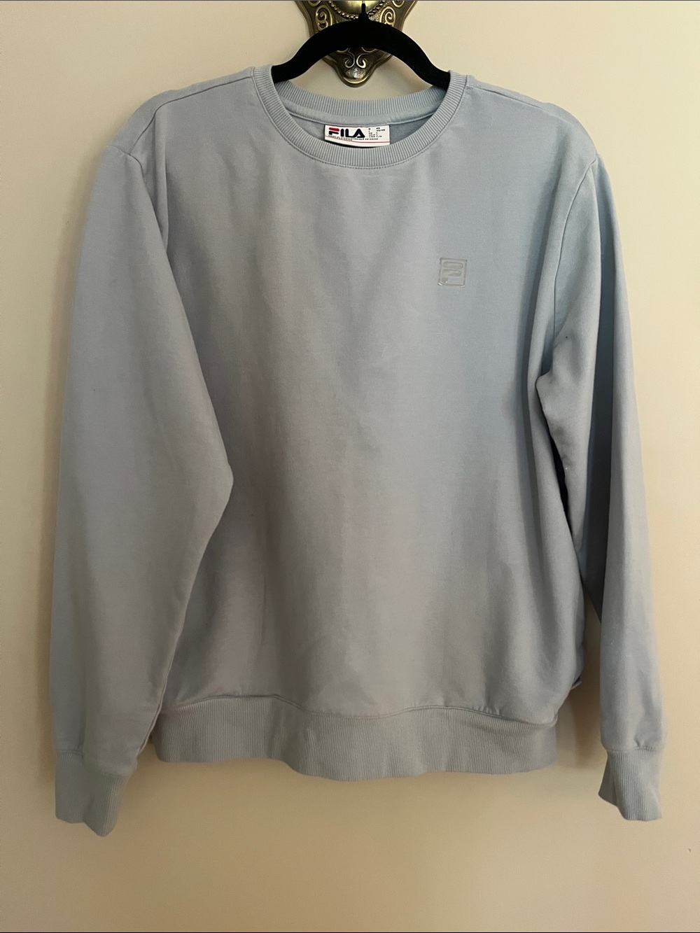 FILA Men's Light Blue Crewneck Sweater with Pockets